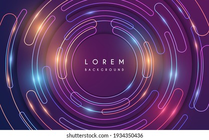 Abstract neon light circle lines background