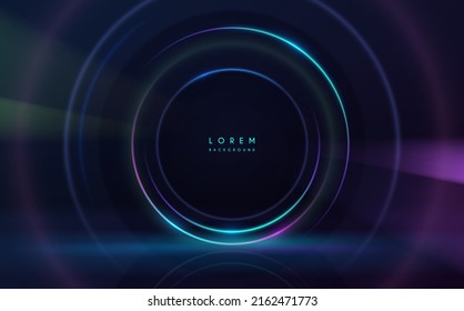 Abstract neon light circle lines effect