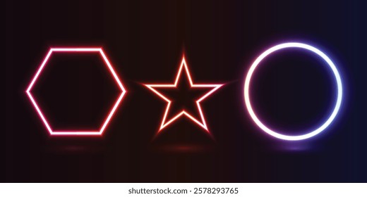 Abstract neon light effect icons for your design, easily editable icon, vector art illustration