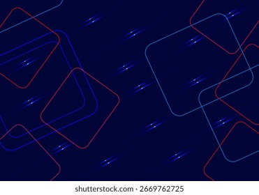 Plano de fundo geométrico de luz de néon abstrato com linhas e formas brilhantes