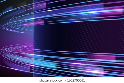 Abstract neon light lines background