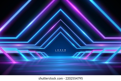 Abstract neon light lines background