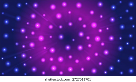 Fondo Abstractas de partículas de luz de neón con puntos de energía púrpura y azul brillante