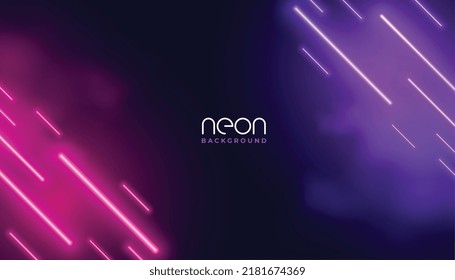 abstract neon light rain with smoke background