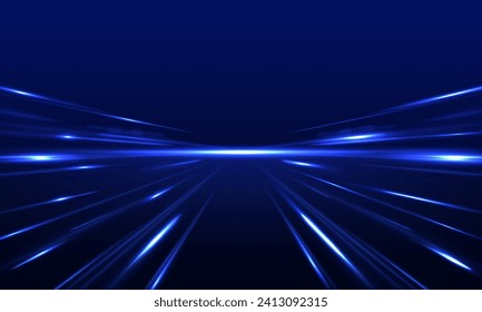 	
Resumen del fondo de los neones de luz. Efecto de flujo de aire de las líneas de brillo azul del vector. Vigas láser brillantes abstractos luminosos aislados en un fondo transparente.	
