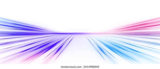 Abstract neon light rays background. A colorful motion background of city light trails. Vector PNG.