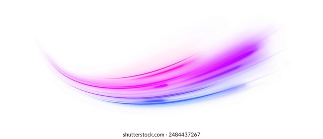 Abstract neon light rays background. A colorful motion background of city light trails. Vector PNG. Image of speed motion on the road.	