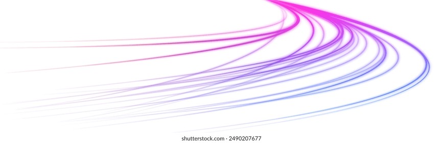 Abstract neon light rays background. A colorful motion background of city light trails. Vector PNG. Image of speed motion on the road.	