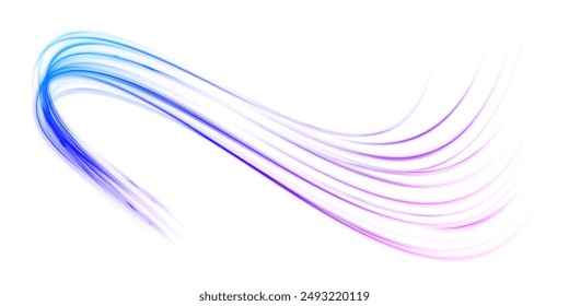 Abstract neon light rays background. A colorful motion background of city light trails. Vector PNG. Image of speed motion on the road.	