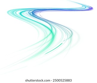 Abstract neon light rays background. A colorful motion background of city light trails. Vector PNG. Image of speed motion on the road.	