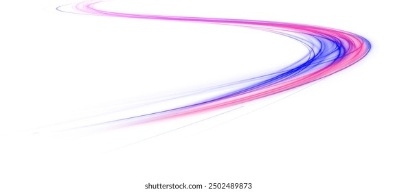 Abstract neon light rays background. A colorful motion background of city light trails. Vector PNG. Image of speed motion on the road.	