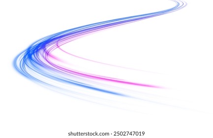 Abstract neon light rays background. A colorful motion background of city light trails. Vector PNG. Image of speed motion on the road.	