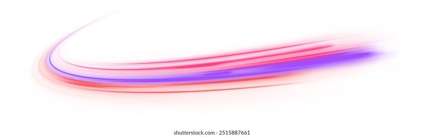 Abstract neon light rays background. A colorful motion background of city light trails. Vector PNG. Image of speed motion on the road.	