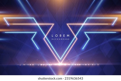 Abstract neon light triangle lines background