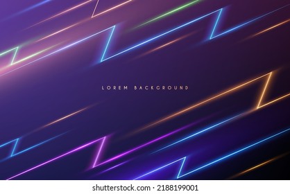 Abstract neon lightnings background with glow effect