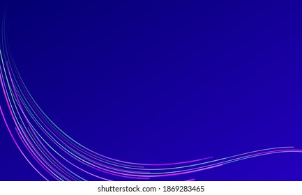 Abstract neon lights background blue fantastic design. Neon lines in motion effect wave background. Vector illustration