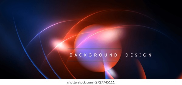 Las Abstractas luces de neón crean un vibrante diseño circular. Los tonos azules, rojos y rosados se mezclan, formando un fondo dinámico. El texto lee el diseño de fondo.