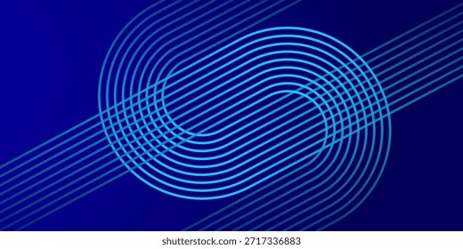 Abstract Neon Line Art Background with Modern Circular Wave Design. Futuristic Teal Glow Line Pattern on Dark Minimal Background.