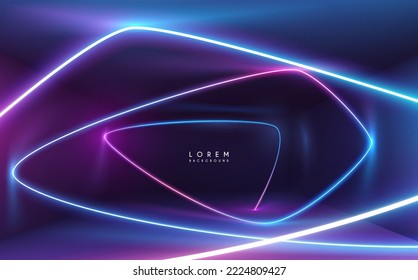 Abstract neon line in room