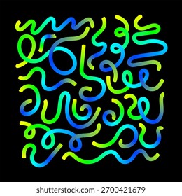 Abstract Neon Lines with Gradient Colors on Black Background | Modern Graphic Elements for Design Overlays and Creative Projects