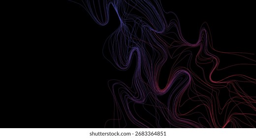 Linhas de néon abstratas em movimento criando um fundo de onda digital colorido. Perfeito para temas de tecnologia, arte e ciência. Palavras-chave: abstract, neon, wave, digital, lines.