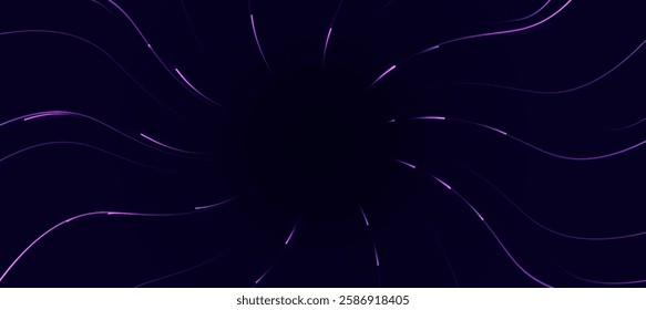 Abstract neon lines motion technology, circle purple hi tech background vector for presentation products or website background EPS 10