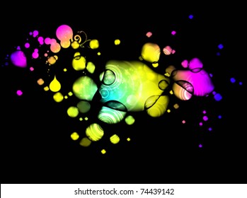 Abstract neon liquid bubbles