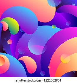 Abstract neon liquid and fluid gradient background.