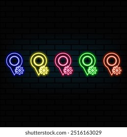Abstract neon location icon illustration background.icon