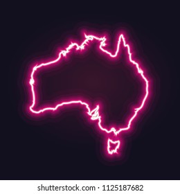 Abstract neon map of Australia with nodes linked by lines arranged