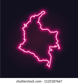 Abstract neon map of Columbia with nodes linked by lines arranged