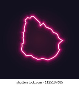 Abstract neon map of Uruguay with nodes linked by lines arranged