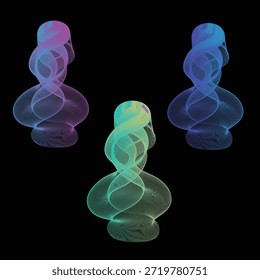 Arte abstracto de la onda de la malla de neón, escultura colorida del marco de alambre del gradiente