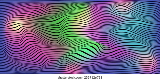 Abstractas fondo moderno de neón. Vector hipster pop art futurista gráfico, cartel. Fondo de Plantilla con rayas. Diseño de textura abstracta de Vector, tarjeta brillante, redes sociales, fondo de neón de Anuncio.
