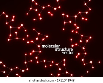 Abstract neon molecular structure, scientific glowing background. Technology communication structure. Vector illustration