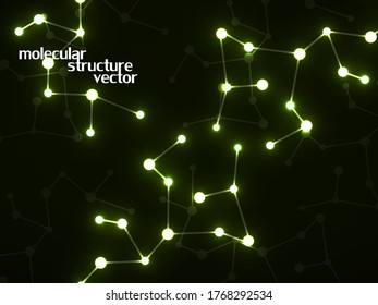 Resumen de estructura molecular neón, fondo científico brillante. Estructura de comunicación tecnológica. Ilustración del vector