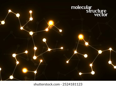 Abstract neon molecular structure, scientific glowing background. Technology communication structure. Vector illustration