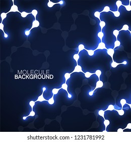 Abstract neon molecule structure of DNA, glowing background. Vector