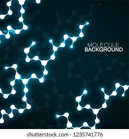 Abstract neon molecule structure of DNA, glowing background. Vector