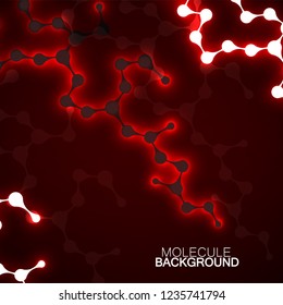 Abstract neon molecule structure of DNA, glowing background. Vector