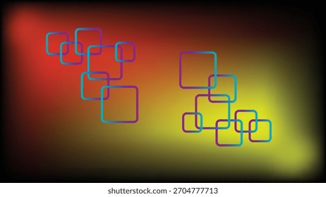 Abstractas cuadrados de neón superpuestos en degradado oscuro