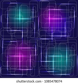 Abstract neon pattern. Neon flashes on dark background. Vector illustration EPS10