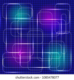 Abstract neon pattern. Neon flashes on dark background. Vector illustration EPS10