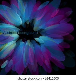 Abstract neon petals. Use for stylish design. Big copy space. Not cropped right side.
