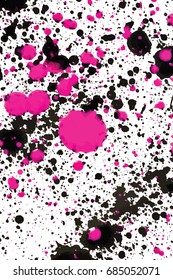 Abstract Neon Pink and Black Paint Splatters Vector