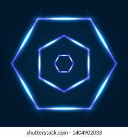 Abstract neon polygons with glowing lines Vintage electric symbol. Design element for your ad, sign, poster, banner. Vector illustration