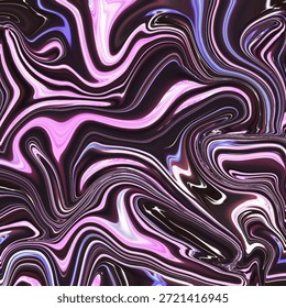 Abstract neon purple fluid waves with glossy motion and high contrast. Liquid marble texture, futuristic digital art, modern background, flowing lines.