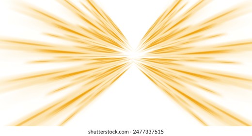 Abstractas rayos de luz de neón sobre un fondo transparente en formato PNG. Espirales mágicas amarillas con destellos. Efecto de líneas de espiral brillantes doradas.