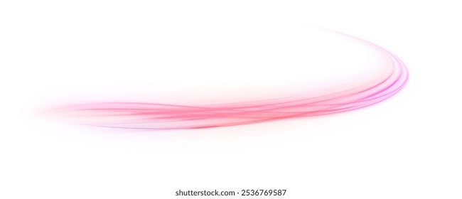 Abstract neon rays of light on a transparent background in PNG format. Purple speeds on the expressway. Vector illustration for perfect effect with sparkles.	