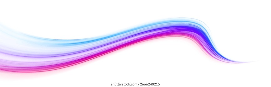 Abstract neon rays of light on a transparent background in PNG format neon ellipse. High speed IT technology concept, abstract stripes as data transfer on white background in png format.	
